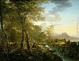 Italian Canvas Paintings - Italian Landscape with Artist